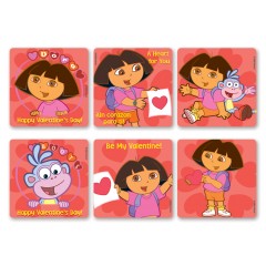 Dora Valentine Stickers 4x4 - 100 per roll